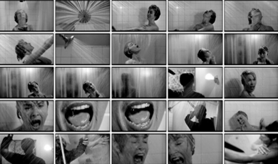 Frame by frame shot of Psycho Shower scene as edited by Alfred Hitchcock and Alma Reville
